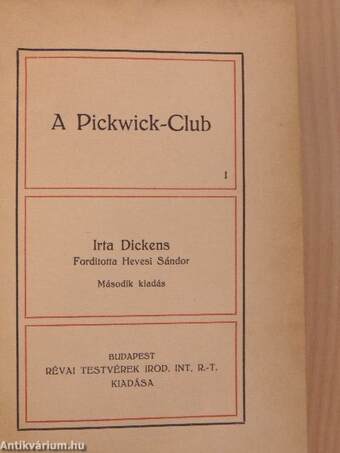 A Pickwick-Club I-II.