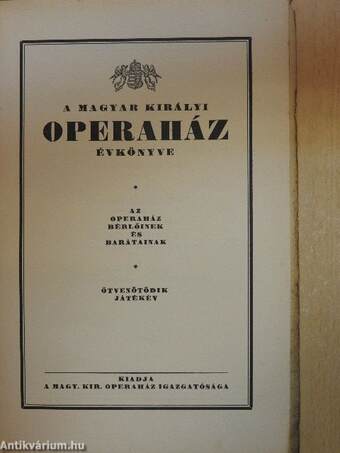 A Magyar Királyi Operaház évkönyve 1938-1939