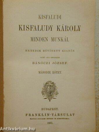 Kisfaludy Károly minden munkái II. (töredék)