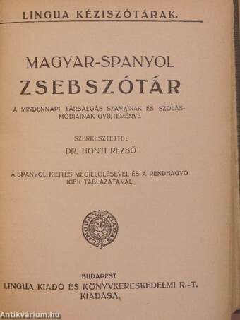 Magyar-spanyol zsebszótár/spanyol-magyar zsebszótár