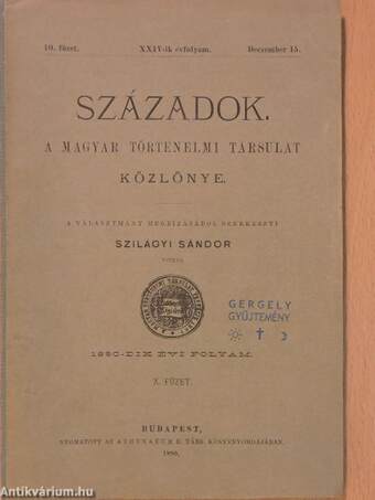 Századok 1890. deczember 15.