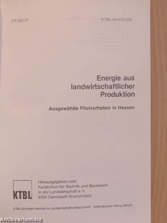 Energie aus landwirtschaftlicher Produktion