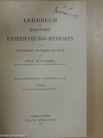 Lehrbuch der klinischen Untersuchungs-Methoden für Studierende und praktische ärzte I.