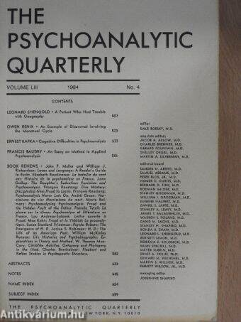 The Psychoanalytic Quarterly 1984/4.