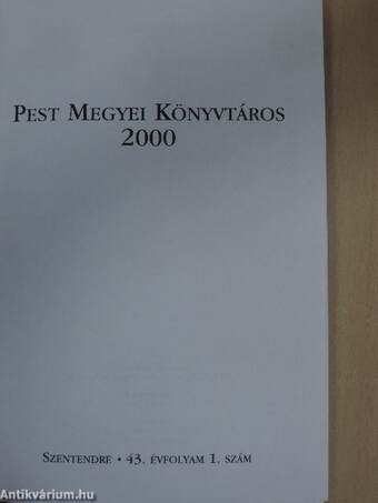 Pest megyei könyvtáros 2000/1.