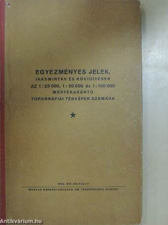 Egyezményes jelek, írásminták és rövidítések az 1:25 000, 1:50 000 és 1:100 000 mértékarányú topográfiai térképek számára