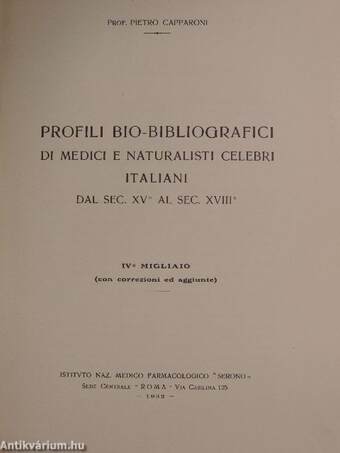 Profili bio-bibliografici di medici e naturalisti celebri italiani