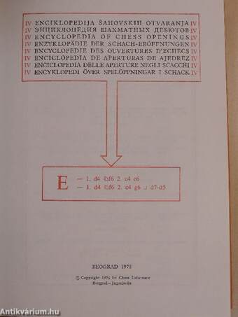 Encyclopedia of Chess Openings E IV.