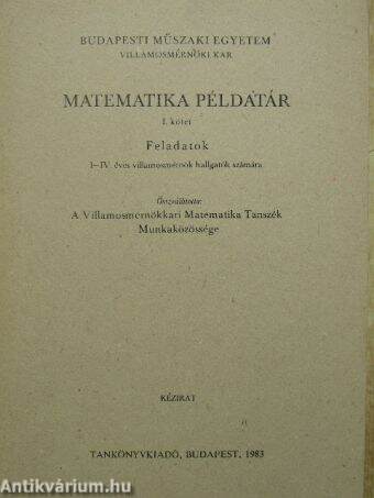 Matematika példatár I.