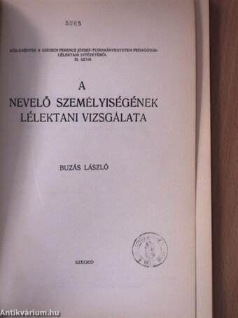 A nevelő személyiségének lélektani vizsgálata