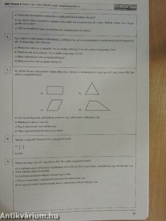 Gimnáziumi matematika felvételi feladatsorok 6. osztályosoknak