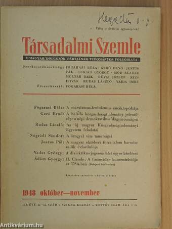 Társadalmi Szemle 1948. október-november