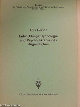 Entwicklungspsychologie und Psychotherapie des Jugendlichen