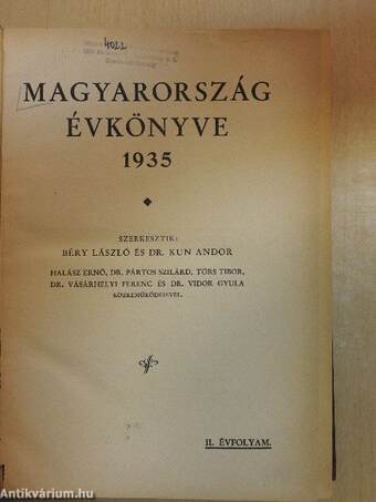 Magyarország Évkönyve 1935