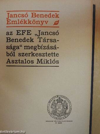 Jancsó Benedek Emlékkönyv