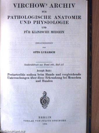 Orvosi témájú különlenyomatok gyűjteménye Dr. Baló József publikációiból (18 mű)