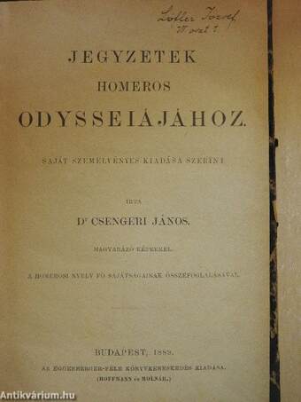 Jegyzetek Homeros Odysseiájához