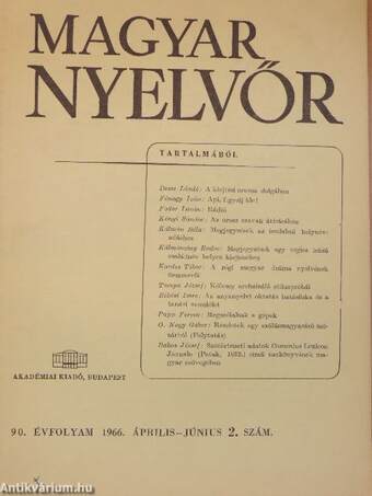 Magyar Nyelvőr 1966. április-június