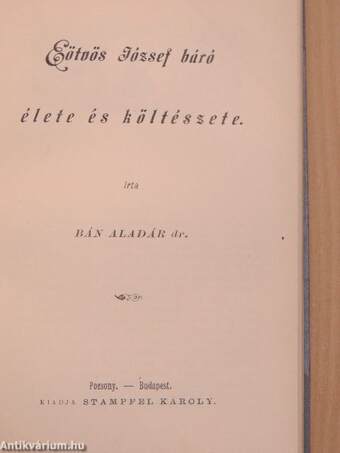 Kölcsey Ferencz élete és költészete/Katona József élete és költészete/Jósika Miklós élete és irói működése/Eötvös József báró élete és költészete/Kemény Zsigmond báró élete és irói működése/Jókai Mór élete és költészete