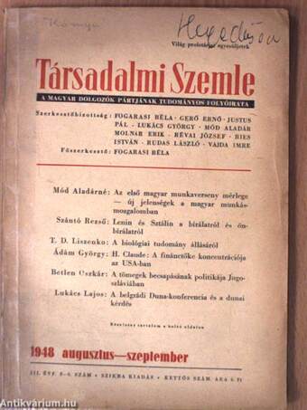 Társadalmi Szemle 1948. augusztus-szeptember