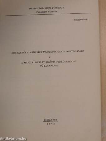 Bevezetés a marxista filozófia tanulmányozásába/A Marx előtti filozófia fejlődésének fő szakaszai