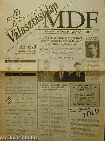 Magyar Demokrata Fórum Választási lap 1990. április