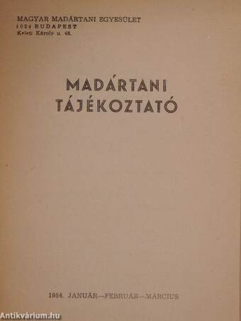 Madártani tájékoztató 1984. január-február-március