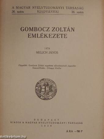 Gombocz Zoltán emlékezete