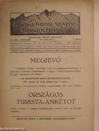 A Magyar Turista Szövetség hivatalos értesítője 1941. január 15.
