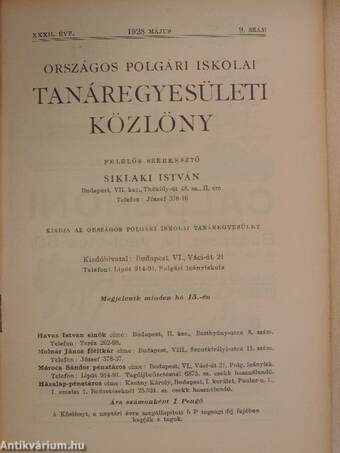 Országos Polgári Iskolai Tanáregyesületi Közlöny 1928. május