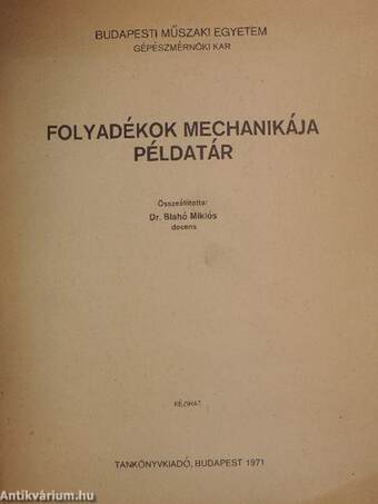 Folyadékok mechanikája példatár