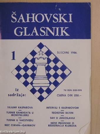 Sahovski glasnik 1986. január-december