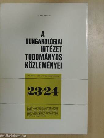 A Hungarológiai Intézet tudományos közleményei 1975. június-szeptember