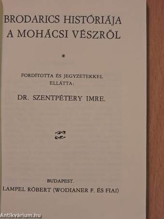 Brodarics históriája a mohácsi vészről