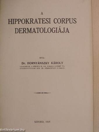 A hippokratesi corpus dermatologiája