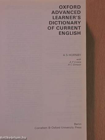 Oxford Advanced Learner's Dictionary of Current English