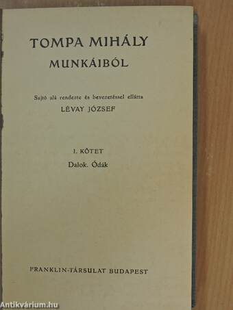 Tompa Mihály munkáiból I-II.