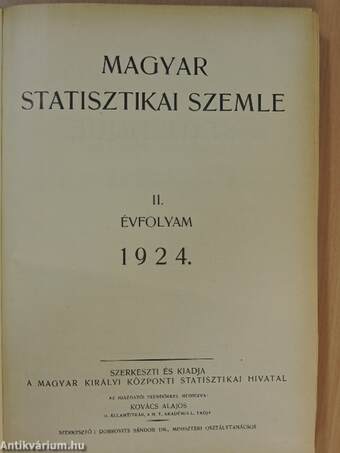 Magyar Statisztikai Szemle 1924. január-december