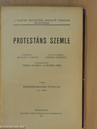 Protestáns Szemle 1924. január-december