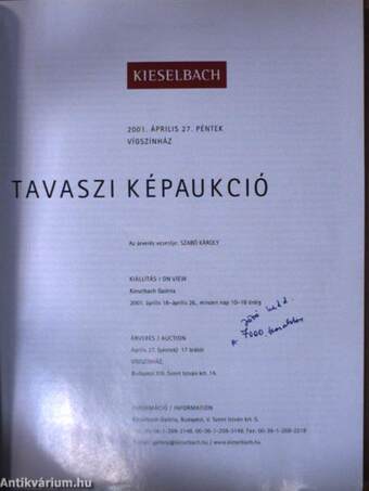 Kieselbach Galéria és Aukciósház - Tavaszi képaukció 2001