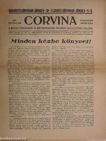 Corvina 1938. könyvnapi külön szám