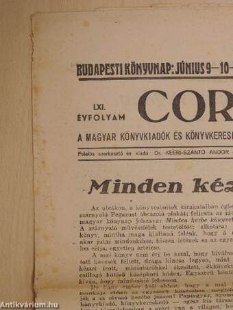 Corvina 1938. könyvnapi külön szám