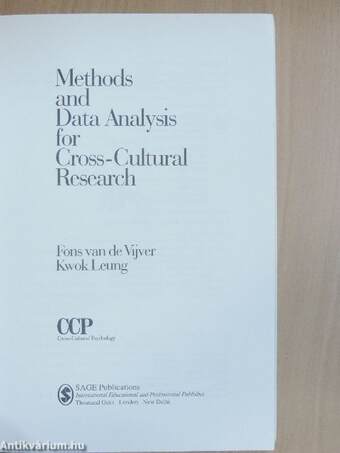 Methods and Data Analysis for Cross-Cultural Research