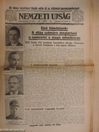 Nemzeti Ujság 1941. január 14.