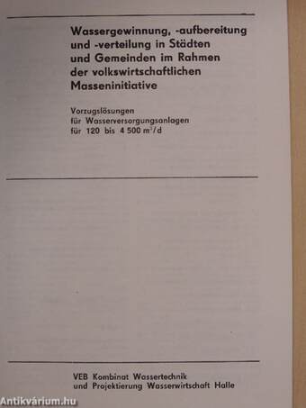 Wassergewinnung, -aufbereitung und -verteilung in Städten und Gemeinden im Rahmen der volkswirtschaftlichen Masseninitiative