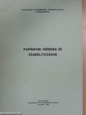 Papíripari mérések és szabályozások