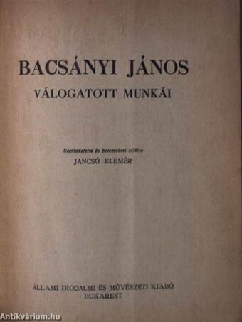 Bacsányi János válogatott munkái