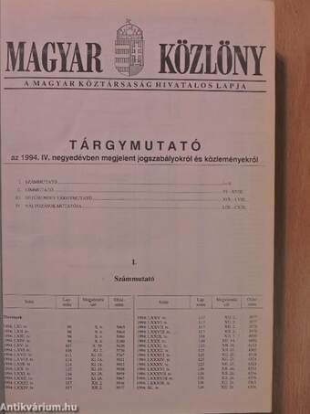 Magyar Közlöny 1994. április 1.-június 30. (nem teljes évfolyam)