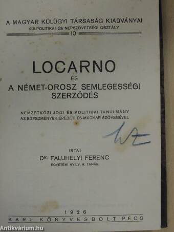 Locarno és a német-orosz semlegességi szerződés