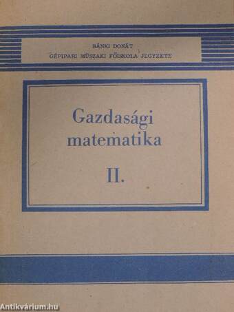 Gazdasági matematika II.